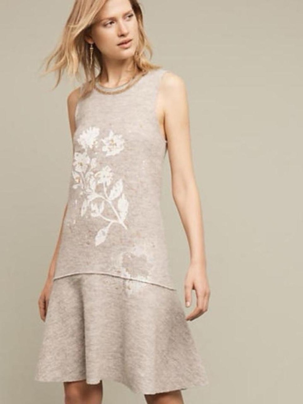 Anthropologie Dress Womens M Gray Knitted & Knotted Afterlight Wool NWT